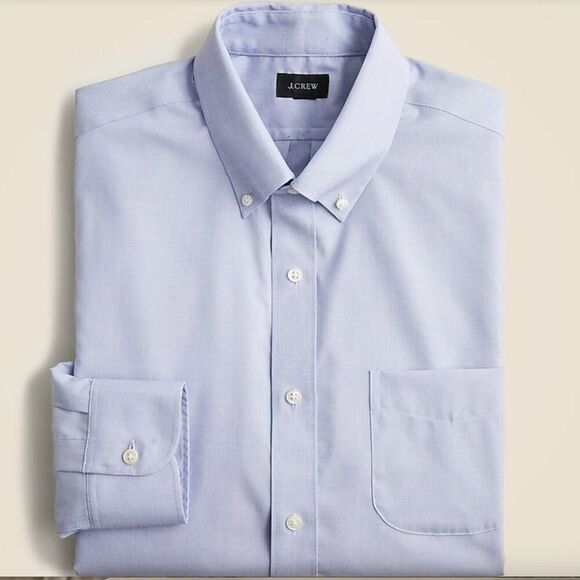 j. crew bg664 Blue Slim Bowery wrinkle-free dress shirt with button-down collar - Picture 1 of 9